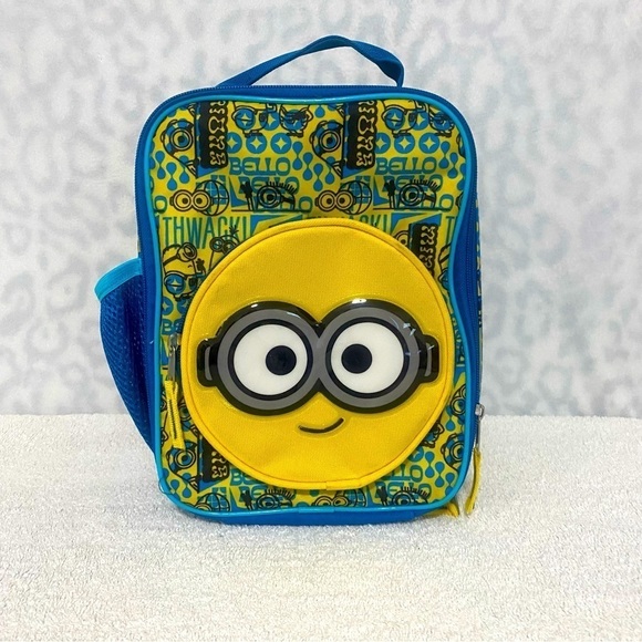 Minion The Rise of Gru Lunch Tote Kids Insulated Lunch Bag Pockets NWOT - Picture 1 of 11